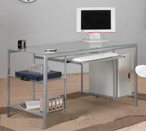 escritorio de cristal moderno transparente del ordenador de 7m m, tabla ejecutiva DX-8833 de la oficina derecha