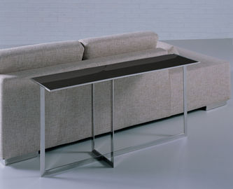 Tabla de cristal negra del lado superior, mesa de centro del vidrio del rectángulo del metal