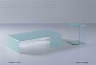 La mesa de centro de cristal del rectángulo simple, blanco dobló los muebles de cristal de las mesas laterales